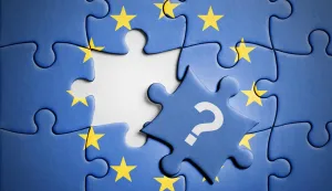 MAGAZIN EUNEWSEU enlargement according to the EU parties at the 2024 European electionsWho is next for accession to the European Union, concept puzzle. Flag of European Union on puzzle in background, with one blank place and one piece with question mark in front. Studio shot. Horizontal orientation.