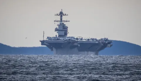 28.03.2026., Split - Dolazak najveceg americkog nosaca aviona USS Gerald R. Ford pred Split. Photo: Zvonimir Barisin/PIXSELL