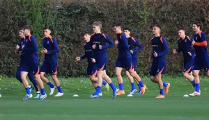 23.3.2026., stadion Maksimir, Zagreb - Trening hrvatske U-21 nogometne reprezentacije uoci utakmice protiv Turske u kvalifikacijama za EP. Simun Mikolcic, Filip Kruselj, Ante Kavelj, Filip Mazar, Ivan Canjuga, Sven Lesjak, Marin Soticek, Vito Caic, Fabijan Krivak i Moreno Zivkovic Photo: Marko Prpic/PIXSELL
