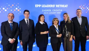 30.01.2026., Zagreb - Dolasci lidera u hotel Westin Roci sastanka EPP-a. Davor Ivo Steir, Karlo Ressler, Dubravka Suica, Suncana Glavak, Nikolina Brnjac, Tomislav Sokol Photo: Neva Zganec/PIXSELL