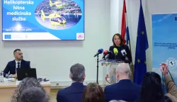 Zagreb, 30.03.2026. - Konferencija za medije u povodu obilježavanja dvije godine rada Helikopterske hitne medicinske službe (HHMS) u Republici Hrvatskoj.Na fotografiji Irena Hrstić.foto HINA/ Edvard &Scaron;U&Scaron;AK