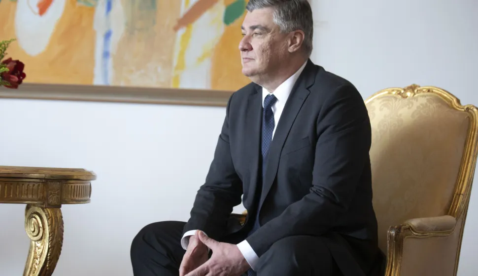 Zagreb, 24.03.2026 - Predsjednica Sjeverne Makedonije Gordana Siljanovska-Davkova u posjetu Hrvatskoj, sastala se s predsjednikom Zoranom Milanovićem na Pantovčaku. Na fotografiji Zoran Milanović, Gordana Siljanovska-Davkova.foto HINA/ Daniel KASAP/ dk