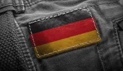 Tag on dark clothing in the form of the flag of the Germany.njemačka zastava freepik