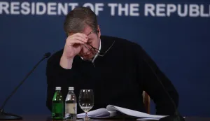 25, November, 2025, Belgrade - The President of the Republic of Serbia Aleksandar Vucic addressed the public about the energy situation in Serbia in the building of the General Secretariat of the President of the Republic. Aleksandar Vucic. Photo: Milos Tesic/ATAImages25, novembar 2025, Beograd - Predsednik Republike Srbije Aleksandar Vucic obratio se javnosti o energetskoj situaciji u Srbiji u zgradi Generalnog sekretarijata predsednika Republike. Photo: Milos Tesic/ATAImages Photo: Milos Tesic/ATA Images/PIXSELL