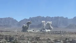 An undated UGC image posted online on March 29, 2026, and verified by AFPTV teams in Paris, shows smoke billowing near Yazd, in central Iran. The Middle East was plunged into war on February 28 when the US and Israel launched joint strikes on Iran, triggering retaliatory missile and drone attacks targeting Israel and several countries in the region. (Photo by various sources/AFP)/- Israel OUT/AFPTV teams in Paris were able to verify the location of the photo.GPS coordinates: 31?46'18.08"N 54?23'19.13"EWe were unable to contact the author of the photo.RESTRICTED TO EDITORIAL USE - MANDATORY CREDIT AFP - SOURCE: UGC/UNKNOWN - DISTRIBUTED AS A SERVICE TO CLIENTS - NO RESALE - NO ACCESS ISRAEL MEDIA/PERSIAN LANGUAGE TV STATIONS OUTSIDE IRAN/ STRICTLY NO ACCESS BBC PERSIAN/ VOA PERSIAN/ MANOTO-1 TV/ IRAN INTERNATIONAL/RADIO FARDA - AFP IS NOT RESPONSIBLE FOR ANY DIGITAL ALTERATIONS TO THE PICTURE'S EDITORIAL CONTENTAttention editors: AFP covers the war in the Middle East through its extensive regional network, including bureaus in Tehran, Jerusalem, and several neighboring countries. Since the start of the conflict, journalists have been working under increasingly restrictive conditions. Authorities in several countries have limited reporters' movements, photo and live video coverage from sensitive locations. Some governments and armed groups have banned images of missile or drone strikes and other security-related sites./