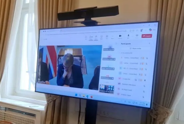 Zagreb, 2.4.2026.- Hrvatski ministar vanjskih i europskih poslova Gordan Grli? Radman sudjelovao je na virtualnm sastanku predstavnika vi?e od 40 zemalja spremnih za mobilizaciju kako bi osigurali plovidbu kroz Hormu?ki tjesnac. foto HINA/ MVEP/ ua