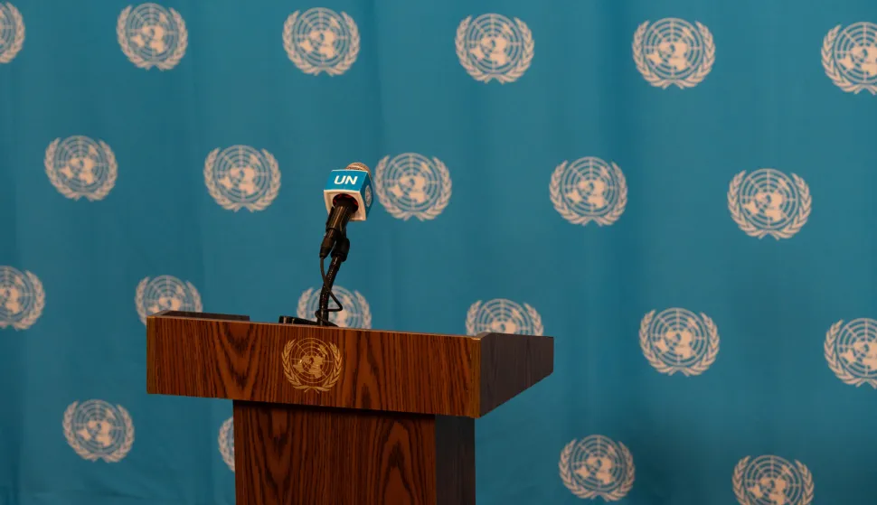 United Nations Secretary-General, Antonio Guterres, holds a press briefing on the war in the Middle East at United Nations Headquarters in New York, NY on Wednesday, March 25, 2026.Guterres called for immediate end to all hostilities and a return to diplomacy, saying it is "high-time to end the war."(Photo by Cristina Matuozzi/Sipa USA) Photo: Cristina Matuozzi/SIPA USA