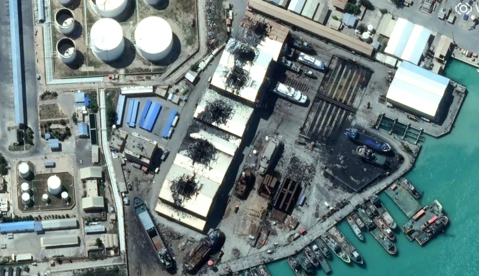 This handout satellite image courtesy of Vantor shows a view of buildings hit by airstrikes at Bushehr naval base in southern Iran along the Gulf on March 7, 2026. The United States and Israel launched strikes against Iran on February 28, sparking swift retaliation by the Islamic republic which responded with missile attacks across the region. The war has dragged in global powers, upended the world's energy and transport sectors, and brought chaos to even usually peaceful areas of the volatile region. (Photo by Satellite image &Acirc;&copy;2026 Vantor/AFP)/RESTRICTED TO EDITORIAL USE - MANDATORY CREDIT "AFP PHOTO/SATELLITE IMAGE (C) 2026 Vantor" - HANDOUT - NO MARKETING NO ADVERTISING CAMPAIGNS - DISTRIBUTED AS A SERVICE TO CLIENTS - THE WATERMARK MAY NOT BE REMOVED/CROPPED