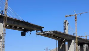 A view of the B1 bridge is pictured, a day after it was destroyed by a strike in Karaj, around 20miles (35kms) southwest of Tehran, April 3, 2026. US President Donald Trump said on April 2 the tallest bridge in Iran had been destroyed, hours after threatening to bomb the country "back to the Stone Ages." (Photo by ATTA KENARE/AFP)