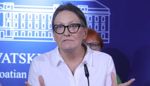 Zagreb.11.6.2025. Zastupnice Sandra Benčić, Ur&scaron;a Raukar-Gamulin i Damir Bakić održali su konferenciju za medije s temom "Vrijedi li glas jednako ili ovisi kome je dat".Na slici Ur&scaron;a Raukar Gamulin.Foto HINA/ Tomislav Pavlek/ tp