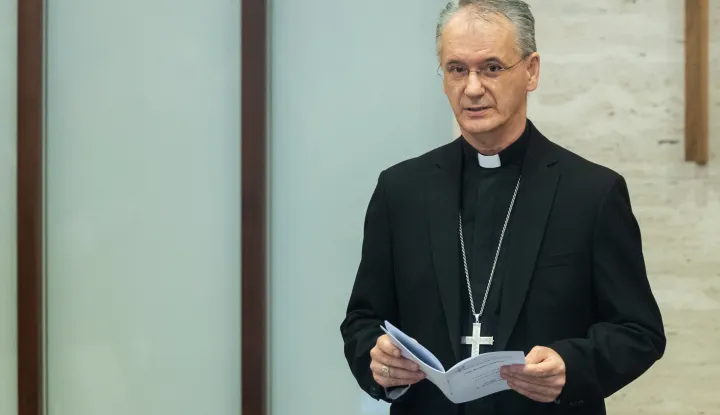 Zagreb, 28.04.2025. - Redovito 70. plenarno zasjedanje Sabora Hrvatske biskupske konferencije, pod predsjedanjem predsjednika HBK-a zagrebačkog nadbiskupa Dražena Kutle&scaron;e.Na fotografiji Dražen Kutle&scaron;a.foto HINA/ Edvard &Scaron;U&Scaron;AK/ es