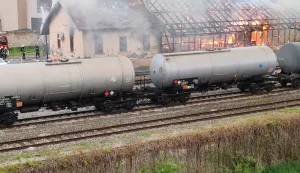 Požar vlaka u Donjem gradu