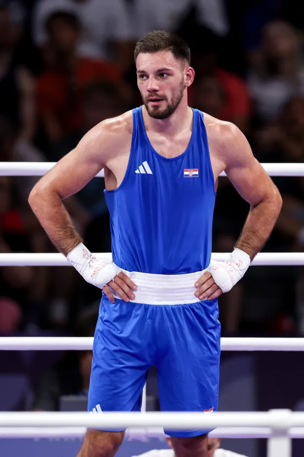02.08.2024., Pariz, Francuska - XXXIII. Olimpijske igre Pariz 2024. Boks, cetvrtfinale muskarci -80kg, Gabrijel Veocic, Hrvatska - Cristian Javier Pinales, Diminikanska Republika. Na fotografiji: Gabrijel Veocic Photo: Igor Kralj/PIXSELL