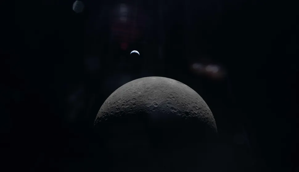 This handout picture released on April 9, 2026 by NASA shows a faint view of a crescent Earth above the horizon on the Moon?s far side, photographed by the Artemis II crew from the Orion spacecraft on April 6, 2026. The Artemis II astronauts conducted a historic lunar flyby, gathered invaluable data and took in unprecedented Moon views, but one of the most crucial moments of their 10-day mission is still to come: their April 10 splashdown. (Photo by Handout/NASA/AFP)/RESTRICTED TO EDITORIAL USE - MANDATORY CREDIT "AFP PHOTO/NASA" - HANDOUT - NO MARKETING NO ADVERTISING CAMPAIGNS - DISTRIBUTED AS A SERVICE TO CLIENTS