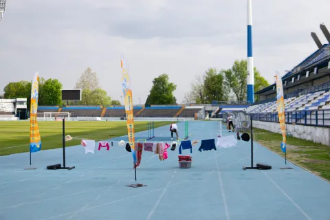 Osijek, 16. 4. 2026., Javnozdravstvena inicijativa Trenirajmo sigurni pod suncem, Stadion Gradski vrtzdravlje; djeca; za&scaron;tita od sunca; zdravstvo; inicijativa; sport; aktivnost