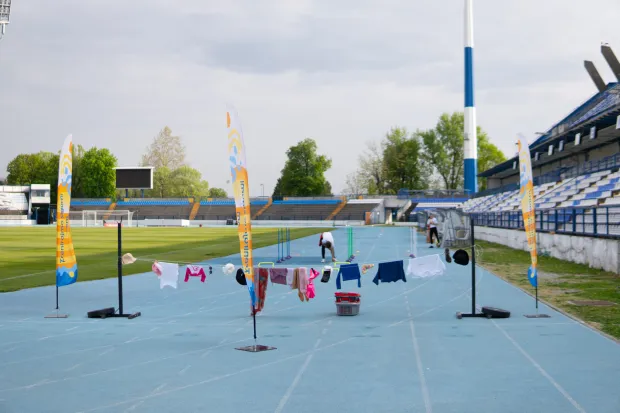 Osijek, 16. 4. 2026., Javnozdravstvena inicijativa Trenirajmo sigurni pod suncem, Stadion Gradski vrtzdravlje; djeca; za&scaron;tita od sunca; zdravstvo; inicijativa; sport; aktivnost