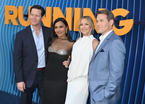 Ike Barinholtz, Mindy Kaling, Kate Hudson and David Stassen arriving at Netflix's "Running Point"season 2 premiere held at the Egyptian Theatre on April 15, 2026 in Hollywood, CA. Photo by Lee Watt/AFF/ABACAPRESS.COM Photo: AFF/ABACA/ABACA