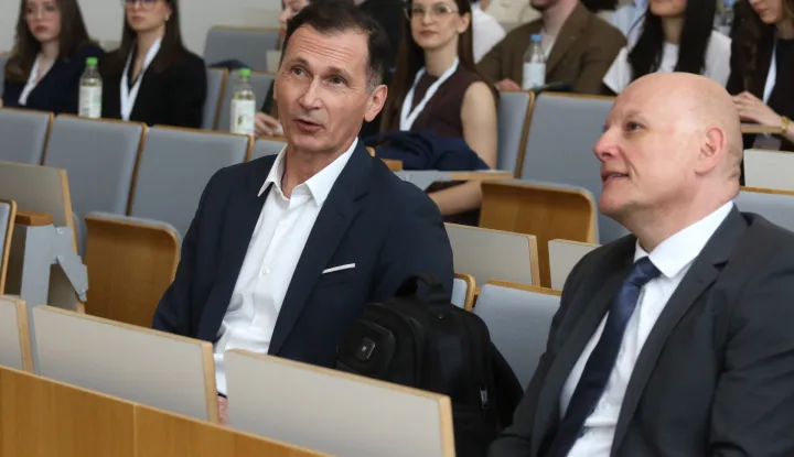 Osijek 26. 03. 2026, Građevinski fakultet, Otvaranje OSCON-a. Dragan Primorac i Domagoj Drenjančević.snimio GOJKO MITIĆ