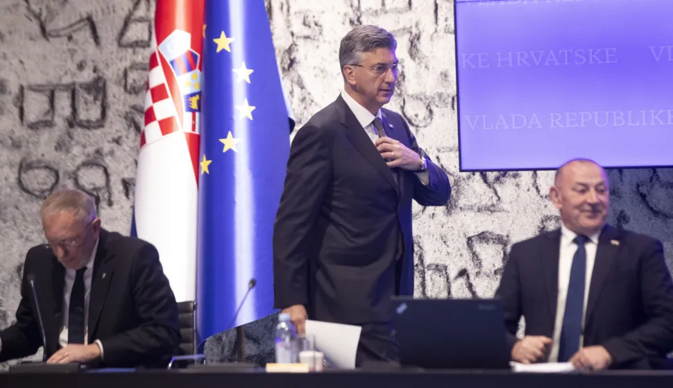 Zagreb, 23.04.2026 - 162. sjednica Vlade RH. Na fotografiji Davor Božinović, Andrej Plenković, Tomo Medved. foto HINA/ Daniel KASAP/ dk