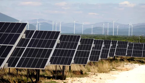 19.04.2024., Promina - Na terenu mjesta Suknovci podignuta je suncana elektrana Suknovci, kojoj je instalirana snaga 10 MWh, sastoji se od 20.000 solarnih panela po 500W. Photo: Dusko Jaramaz/PIXSELL