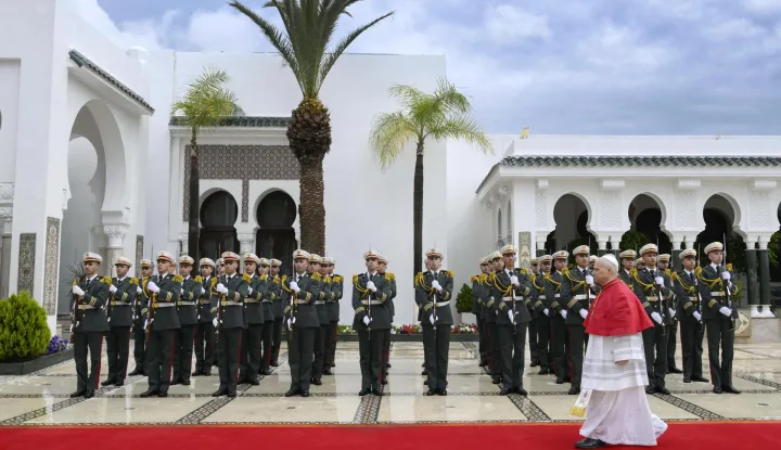 Pope Leo XIV is received at the Presidential Palace by the President of Algeria, Abdelmadjid Tebboune in Algiers on April 13, 2026 on the first day of his three-day Apostolic Journey to Algeria. Photo by (EV) Simone Risoluti/ Vatican Media/ABACAPRESS.COM Photo: ABACA/ABACA