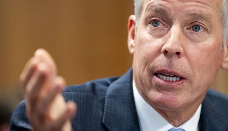 Secretary of Energy Chris Wright speaks during a Senate Energy and Natural Resources Committee hearing on the Department of Energy's budget request for fiscal year 2027 in the Dirksen Senate Office Building near the U.S. Capitol in Washington, DC on Tuesday, April 21, 2026. Wright has warned that gas prices may not drop below $3 until next year, which the Trump Administration claims is "totally wrong." Photo by Bonnie Cash/UPI Photo via Newscom Photo: BONNIE CASH/NEWSCOM
