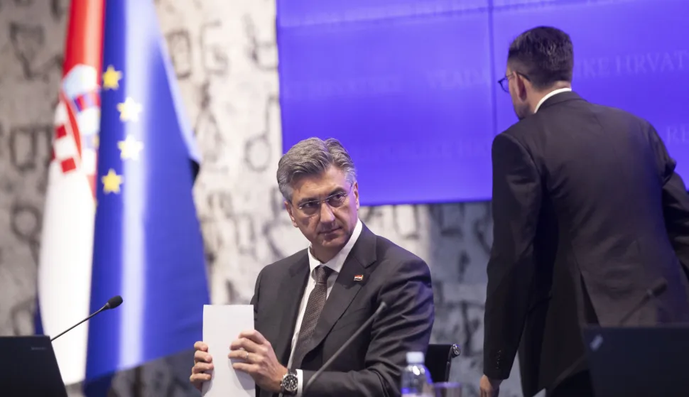 Zagreb, 23.04.2026 - 162. sjednica Vlade RH. Na fotografiji Andrej Plenković, Marko Milić. foto HINA/ Daniel KASAP/ dk