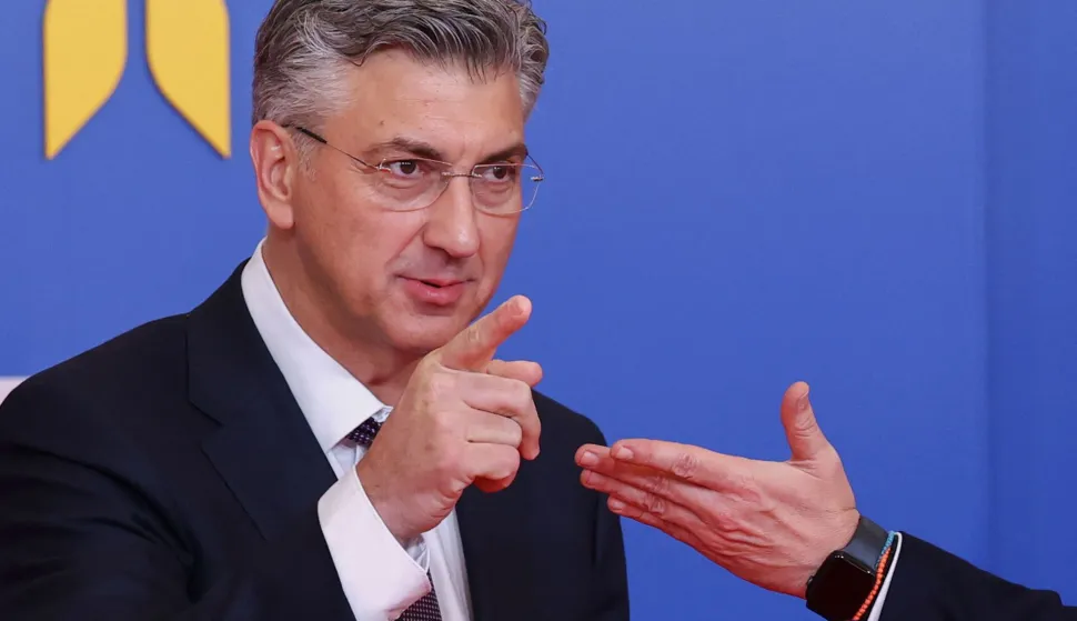 Croatia's Prime Minister Andrej Plenkovic gestures as he arrives for an informal meeting of the European Council in Nicosia on April 24, 2026. (Photo by Yves Herman/POOL/AFP)