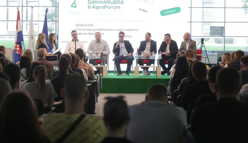 Osijek, 04. 05. 2026., FAZOS, Dan karijera, AgroForum, panel, Tomislav Vinković; Robert; Črep; Robert Spajić; Perica Bičvić; Marta Đaković; Josip Miletić SNIMIO BRUNO JOBST