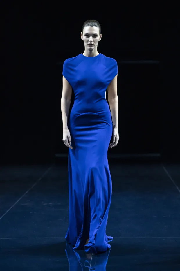 A model is seen on the catwalk at the Tom Ford fashion show during Paris Fashion Week Spring Summer 2026 season, Paris, France, on October 1, 2025. (Photo by Jonas Gustavsson/Sipa USA) Photo: Jonas Gustavsson/SIPA USA