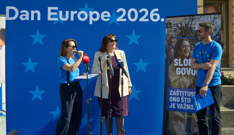 Zagreb, 09.05.2026. - Proslavu je organizirao Ured Europskog parlamenta i Predstavni&scaron;tvo Europske komisije u Hrvatskoj, u suradnji s Gradom Zagrebom, Ministarstvom vanjskih i europskih poslova, Ministarstvom turizma i sporta te veleposlanstvima država članica Europske unije.Na fotografiji Dubravka &Scaron;uica.foto HINA/ Edvard &Scaron;U&Scaron;AK