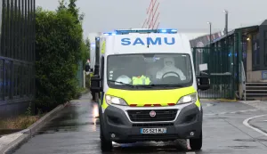 An ambulance transporting French national passengers of the MV Hondius, where an outbreak of hantavirus has been detected, leaves Le Bourget airport after plane repatriating them landed, in the outskirts of Paris on May 10, 2026. The evacuation of the approximately 150 passengers and crew members of the MV Hondius, where an outbreak of hantavirus has been detected, began on on May 10, 2026 with the Spanish and French nationals at a port on the island of Tenerife in the Canary Islands; the operation, which is being closely monitored, is set to continue until May 11. The World Health Organisation (WHO) has identified six confirmed cases of hantavirus out of eight suspected cases, including three people who have died from this known but rare virus, for which there is neither a vaccine nor a treatment. (Photo by Xavier GALIANA/AFP)