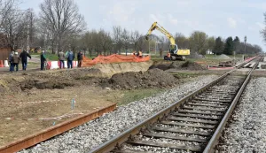 slavonija...nustar...25.03.2021.pruzni prijelaz na mlacugama u nustru; odrzan prosvjed vezano uz probleme nastale modernizacijom zeljeznicke pruge vinkovci - vukovar i zatvaranjem cestovnog pruznog prijelaza na mlacugama u nustru; foto Gordan Panić