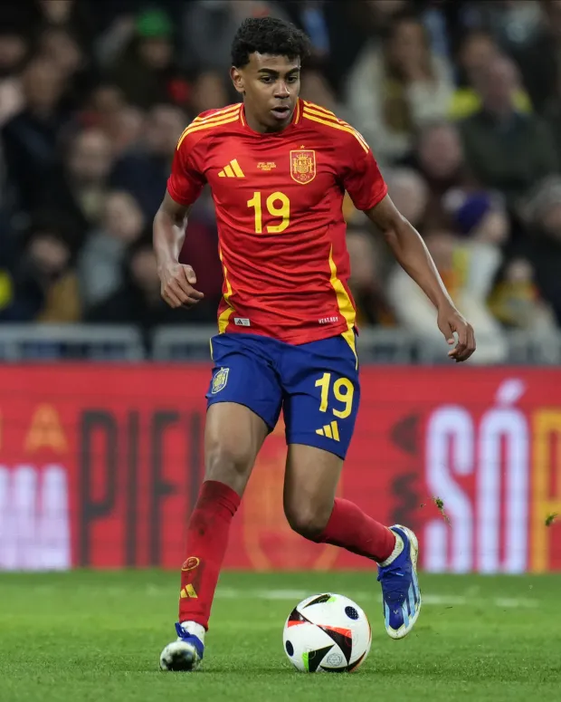 Lamine Yamal of Spainduring the friendly match between national teams of Spain and Brazil played at Santiago Bernabeu Stadium on March 26, 2024 in Madrid Spain. (Photo by Cesar Cebolla/pressinphoto/Sipa USA)PHOTO) Photo: pressinphoto/SIPA USA