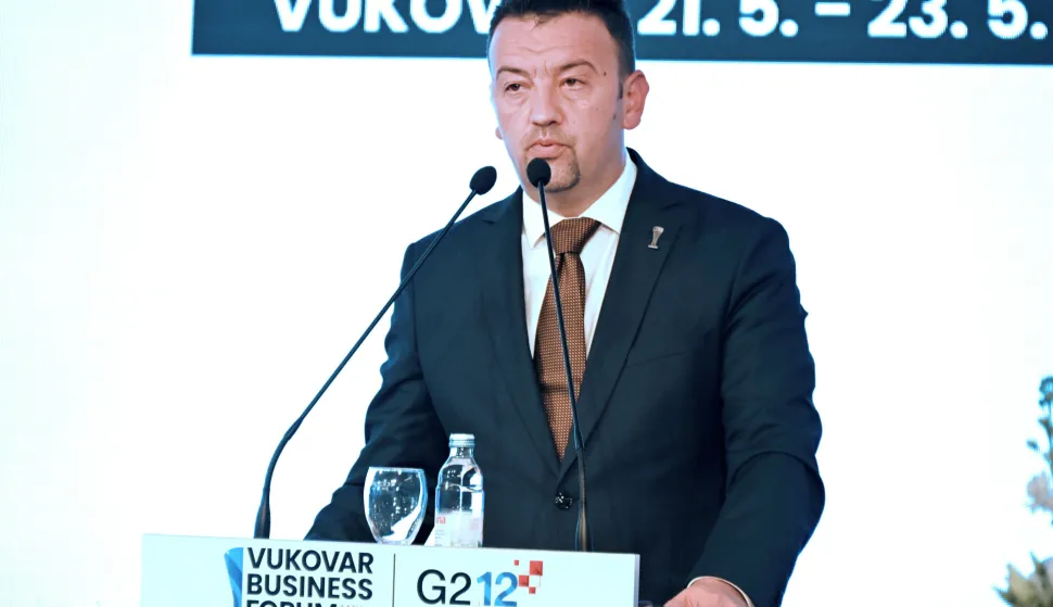 Vukovar, 21.05.2026. - U Gradskom muzeju Vukovar svečano otvorena prva poslovna konferencija u gradu Vukovaru - Vukovar business forum - Meeting G2.12. Na fotografiji Marijan Pavliček.foto HINA/ Gordan PANIĆ/ gp