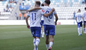 22.05.2026., stadion Opus Arena, Osijek - SuperSport HNL, 36. kolo, NK Osijek - NK Slaven Belupo. Slavlje nogometasa Osijeka nakon pogotka Milosa Jovicica za vodstvo 2:0. Nail Omerovic i Milos Jovicic Photo: Davor Javorovic/PIXSELL