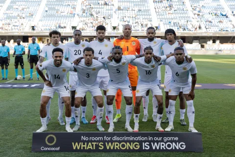 Players of Curacao pose before the start the Concacaf Gold Cup Group B match between Curacao and Honduras. on June 24, 2025 at PayPal Park in San Jose, California. (Photo by Ismael Sanchez Garcia/ Eyepix Group/Sipa USA) Photo: Eyepix/SIPA USA