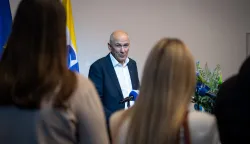 Ljubljana, 18.5.2026.- ?ef slovenske nacionalisti?ke desnice Janez Jan?a objavio je u ponedjeljak da je postignut koalicijski dogovor o formiranju vlade, gotovo dva mjeseca nakon parlamentarnih izbora. foto HINA/ STA/ ua