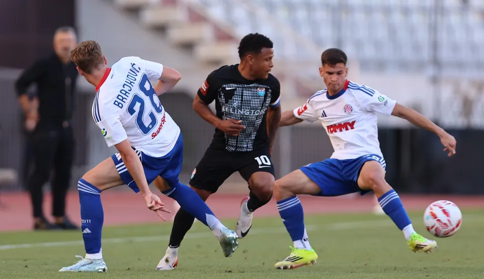 22.05.2026., stadion Poljud, Split - SuperSport HNL, 36. kolo, HNK Hajduk - HNK Vukovar 1991. Robin De Jesus Gonzalez i Luka Hodak Photo: Ivana Ivanovic/PIXSELL