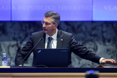 01.04.2026., Zagreb - Odrzana 157. sjednica Vlade RH u Nacionalnoj i sveucilisnoj knjiznici. Predsjednik Vlade RH Andrej Plenkovic. Photo: Igor Kralj/PIXSELL