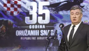 Zagreb, 28.05.2026 - Svečana akademija u povodu obilježavanja Dana Hrvatske vojske, Dana Hrvatske kopnene vojske i 35. obljetnice ustrojavanja Hrvatske vojske. Na fotografiji Zoran Milanović.foto HINA/ Admir BULJUBA&Scaron;IĆ/ abu