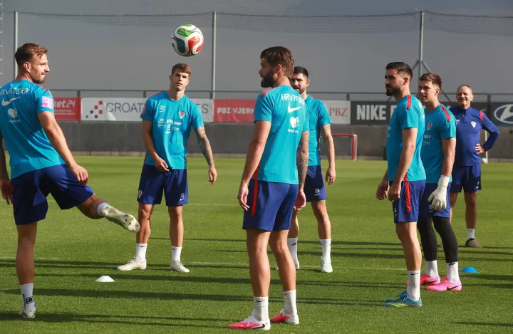 Rijeka,28.05.2026.- Nogometa&scaron;i Hrvatske nogometne reprezentacije koja se priprema na riječkoj Rujevici za Svjetsko nogometno prvenstvo, održala je četvrti trening. foto HINA/ Miljenko KLEPAC/ tm