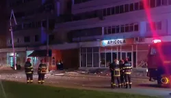 A image grab obtained on May 29, 2026, from footage posted on the Facebook page of Romania's emergency services show first responders on the scene after a drone crashed into a residential building in the city of Galati, western Romania. The Romanian defence ministry said a Russian drone struck an apartment building in the country, which is a NATO member, during the night of May 28-29, 2026. (Photo by FACEBOOK/IGSU - Inspectoratul General pentru Situatii de Urgenta, Romania/AFP)/XGTY - RESTRICTED TO EDITORIAL USE - MANDATORY CREDIT "AFP PHOTO/FACEBOOK PAGES OF ROMANIA'S EMERGENCY SERVICES" - NO MARKETING NO ADVERTISING CAMPAIGNS - DISTRIBUTED AS A SERVICE TO CLIENTS - NO ARCHIVE - NO RESALE
