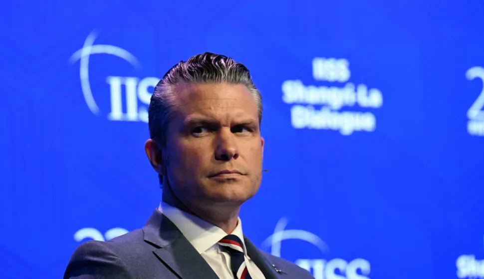 US Secretary of Defense Pete Hegseth delivers an address during the 23rd Shangri-La Dialogue summit in Singapore on May 30, 2026. (Photo by JAM STA ROSA/AFP)