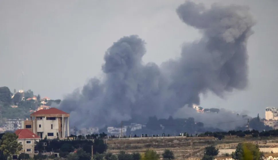 A photograph taken from the Marjayoun area in southern Lebanon shows smoke rising after an Israeli air strike on the village of Maifadoun on May 30, 2026. The Israeli military issued evacuation warnings on May 30 for residents of seven villages in southern Lebanon, saying it was about to strike Hezbollah targets there. (Photo by AFP)