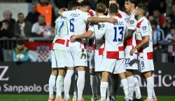 14.11.2025., stadion HNK Rijeka, Rijeka - Kvalifikacije za FIFA Svjetsko nogometno prvenstvo 2026., skupina L, Hrvatska - Farski otoci. Slavlje nogometasa Hrvatske nakon pogotka Nikole Vlasica za vodstvo 3:1. Photo: Marko Lukunic/PIXSELL