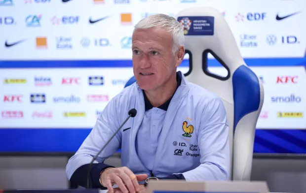 Split, 19.03.2025 - Konferencija za medije francuske nogometne reprezentacije pred utakmicu četvrtfinala Lige nacija protiv reprezentacije Hrvaske na stadionu Poljud. Na slici izbornik francuske nogometne reprezentacije Diether Deschamps.foto HINA/ Damir SENČAR/ ds