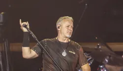 Zagreb, 05.07.2025 - Koncert Marka Perkovića Thompsona na zagrebačkom Hipodromu. Na slici Marko Perkoivć Thompson na pozornici.foto HINA/ Damir SENČAR/ ds