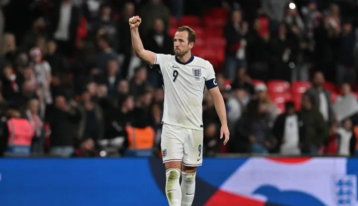(FILES) England's striker #09 Harry Kane celebrates on the pitch after the 2026 World Cup Group K qualifier football match between England and Albania, at Wembley stadium in London, on March 21, 2025. Panama heads to its second World Cup aiming to defy expectations and advance from the group stage, with a squad lacking big stars and facing Harry Kane?s England, Luka Modric?s Croatia and Ghana (Photo by Glyn KIRK/AFP)/NOT FOR MARKETING OR ADVERTISING USE/RESTRICTED TO EDITORIAL USE