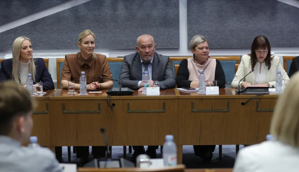Zagreb,10.06.2026 - Održana je tematska sjednica Odbora za obitelj, mlade i sport na temu"Osamostaljivanje mladih".Na slici Vesna Vučemilović i Predrag Mi&scaron;ić.Foto HINA/Tomislav Pavlek/tp